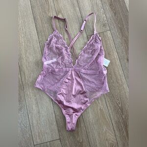 NWT auden Mauve Lingerie Lace Bodysuit Size XL
